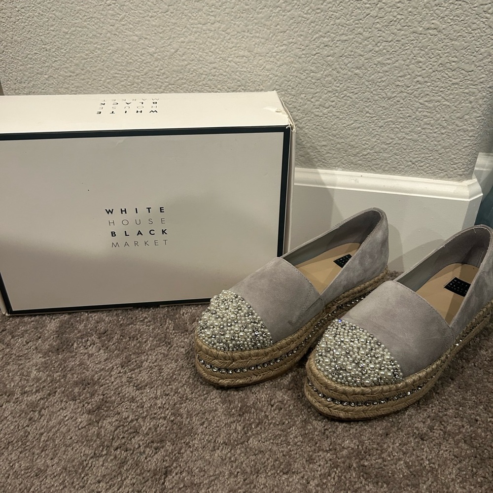 White House Black Market Silver and Gray Espadrilles